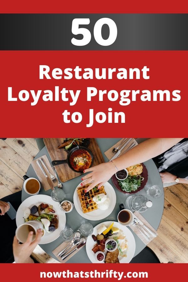 Restaurants with Loyalty Programs An A to Z List Now That's Thrifty!